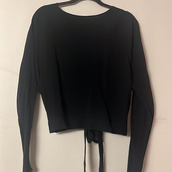 Aritzia Wilfred Laon Blouse Tie-Back Long Sleeve Top Black Size Medium - Picture 5 of 5